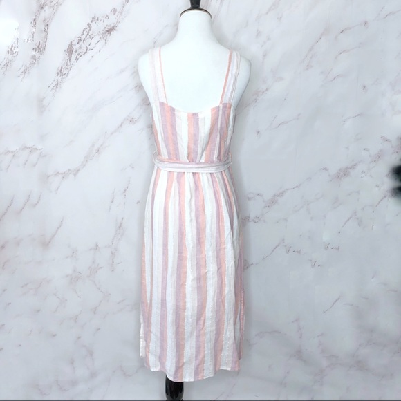 NWT Rails Clement Pink Striped Strappy Button Front Midi Dress - Picture 2 of 7